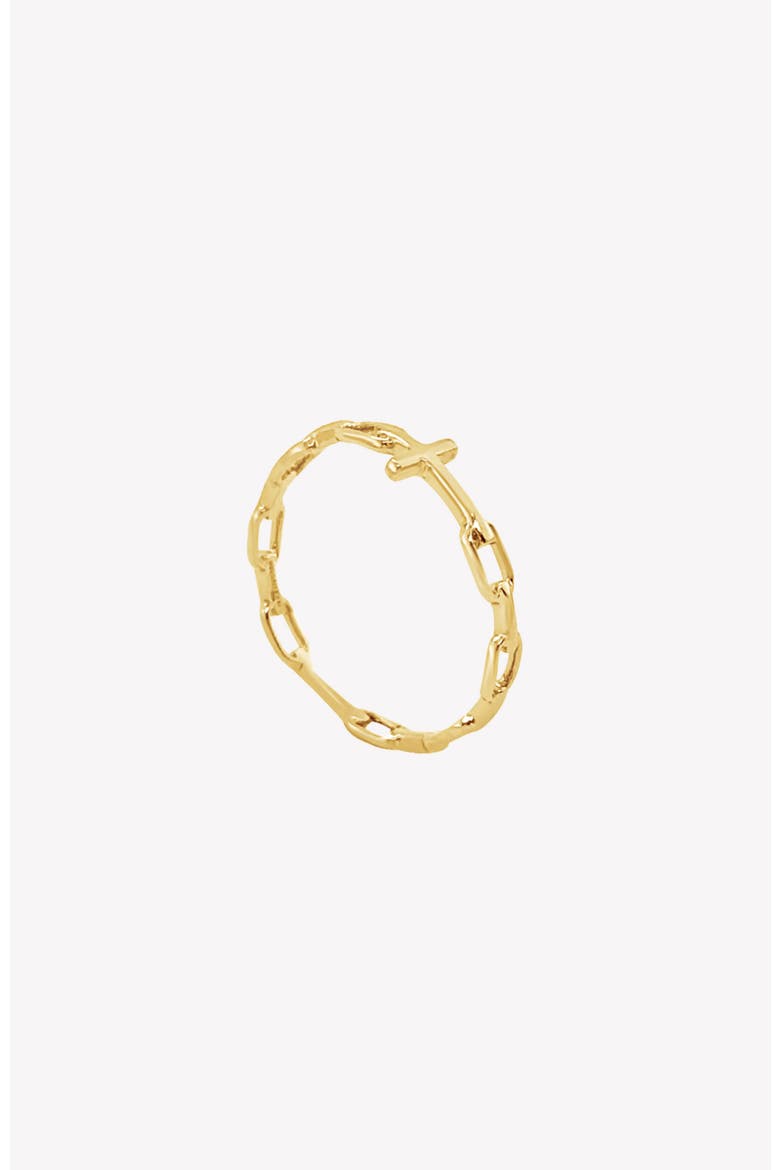 Chain Breaker Cross Ring, Alternate, color, 18k Gold Plated