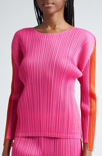 Pleats Please Issey Miyake Comet Pleated Colorblock Top Pleats Please Issey Miyake Comet Pleated Colorblock Top