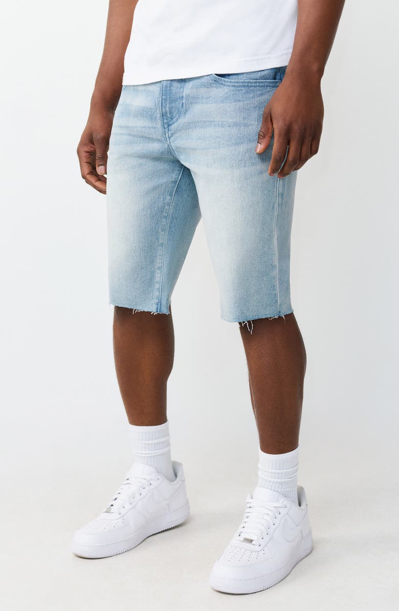 True Religion Ricky Raw Hem Denim Shorts, Alternate, color, Light Skyline