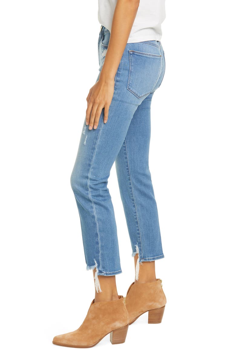 Le High Ripped Straight Leg Jeans, Alternate, color, LASKEY RIPS