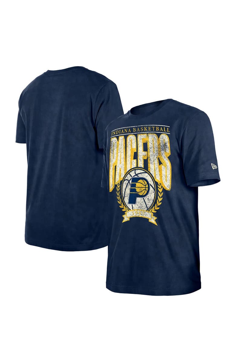 New Era Men's New Era  Navy Indiana Pacers Throwback Vintage Boxy Mineral Wash T-Shirt, Main, color, 