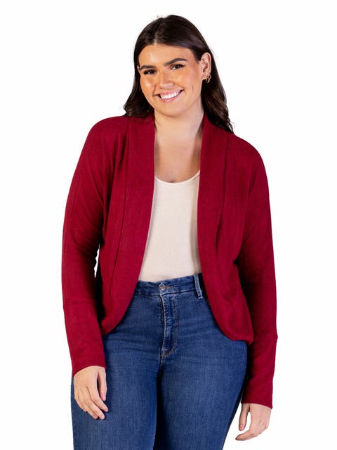 Curved Hem Open Front Long Bolero Shrug