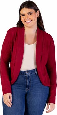 24seven Comfort Apparel Curved Hem Open Front Long Bolero Shrug