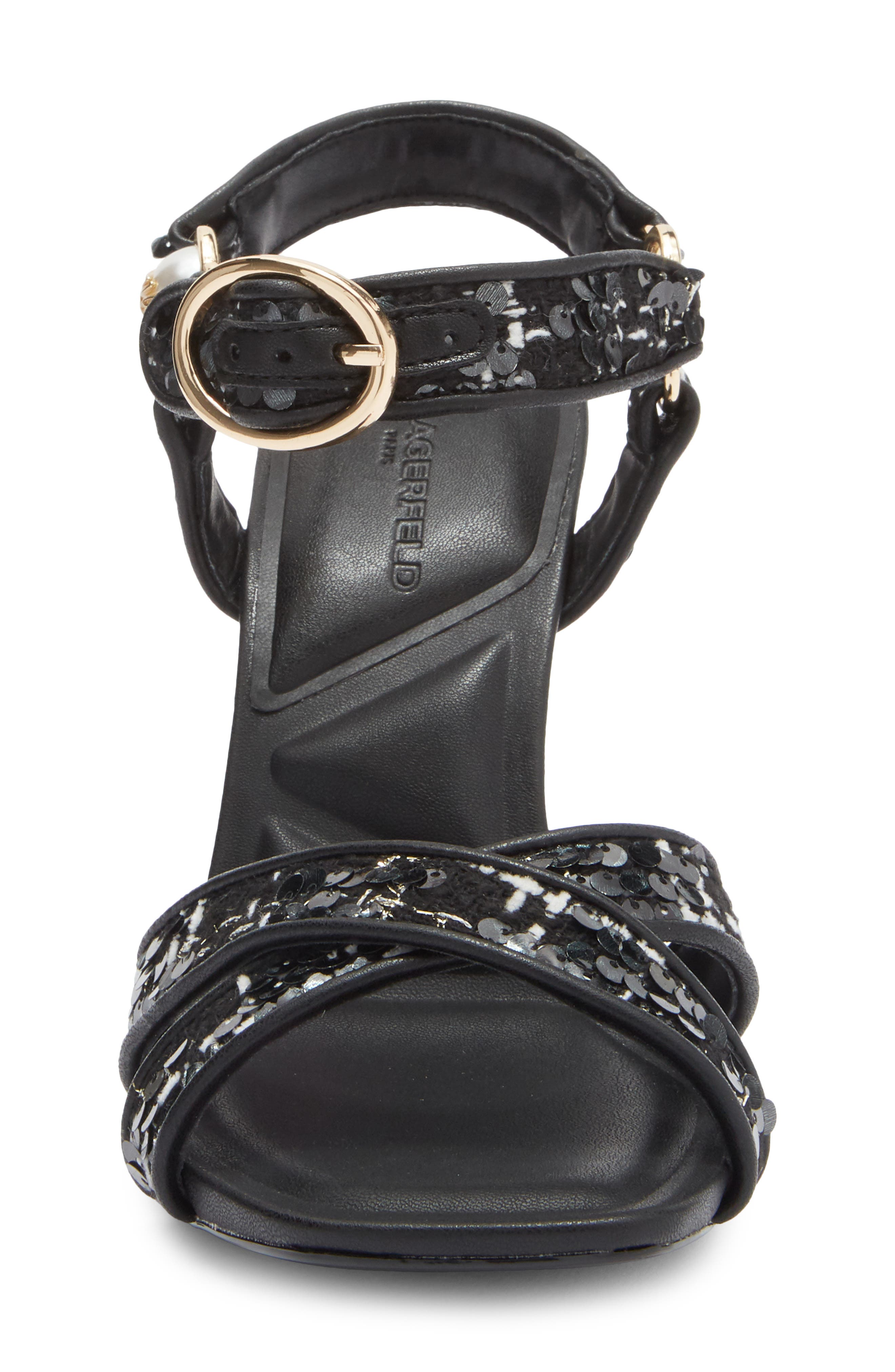 KARL LAGERFELD PARIS Daelin Ankle Strap Sandal, Alternate, color, Black