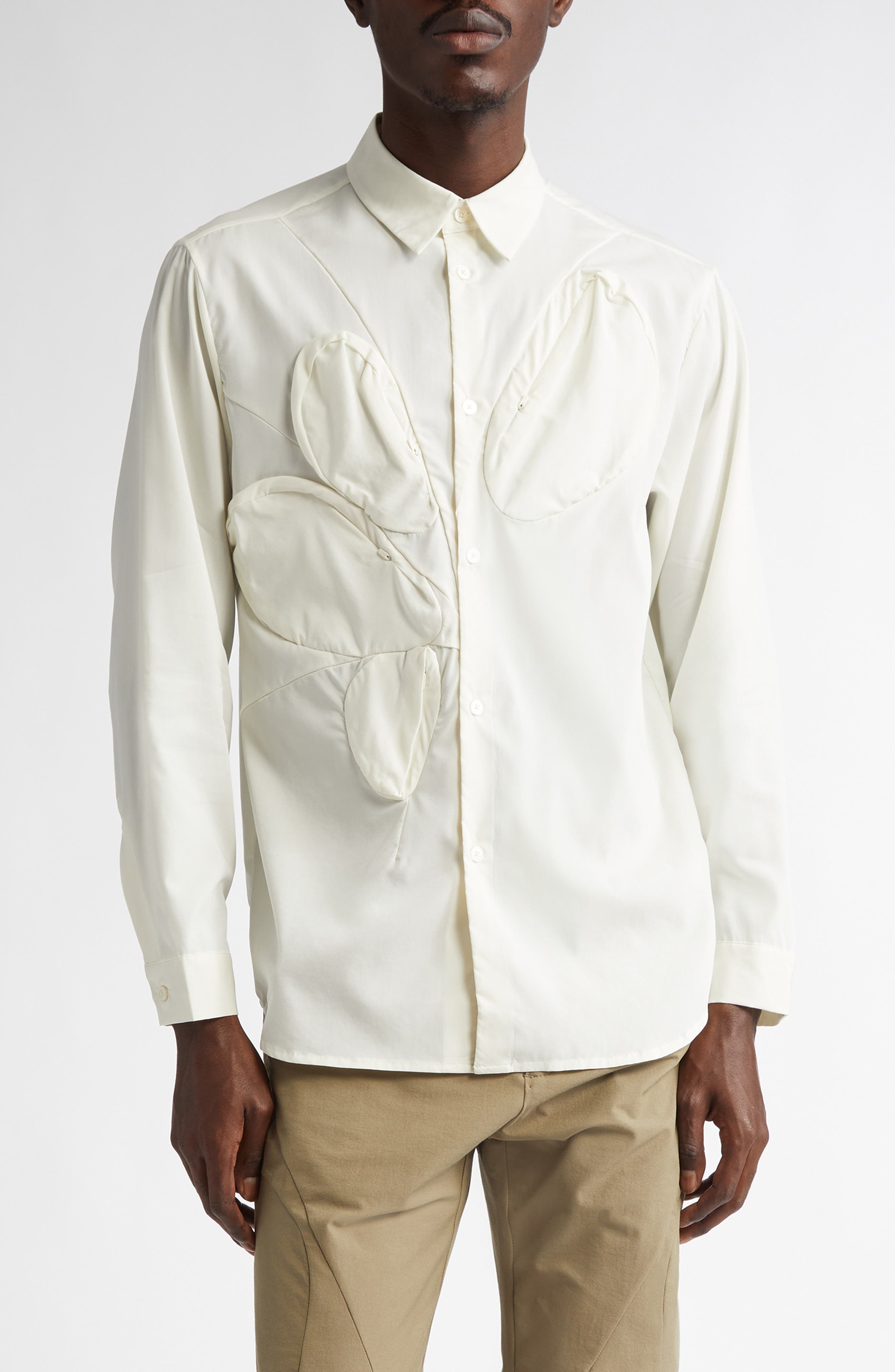 POST ARCHIVE FACTION 7.0 Button-Up Shirt Center in Ivory 