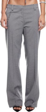LIONESS Bessette Low Rise Chain Detail Plaid Pants
