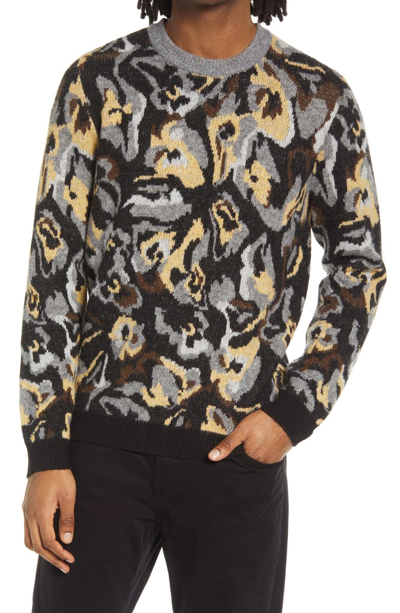 Open Edit Long Sleeve Floral Graphic Sweater, Main, color,