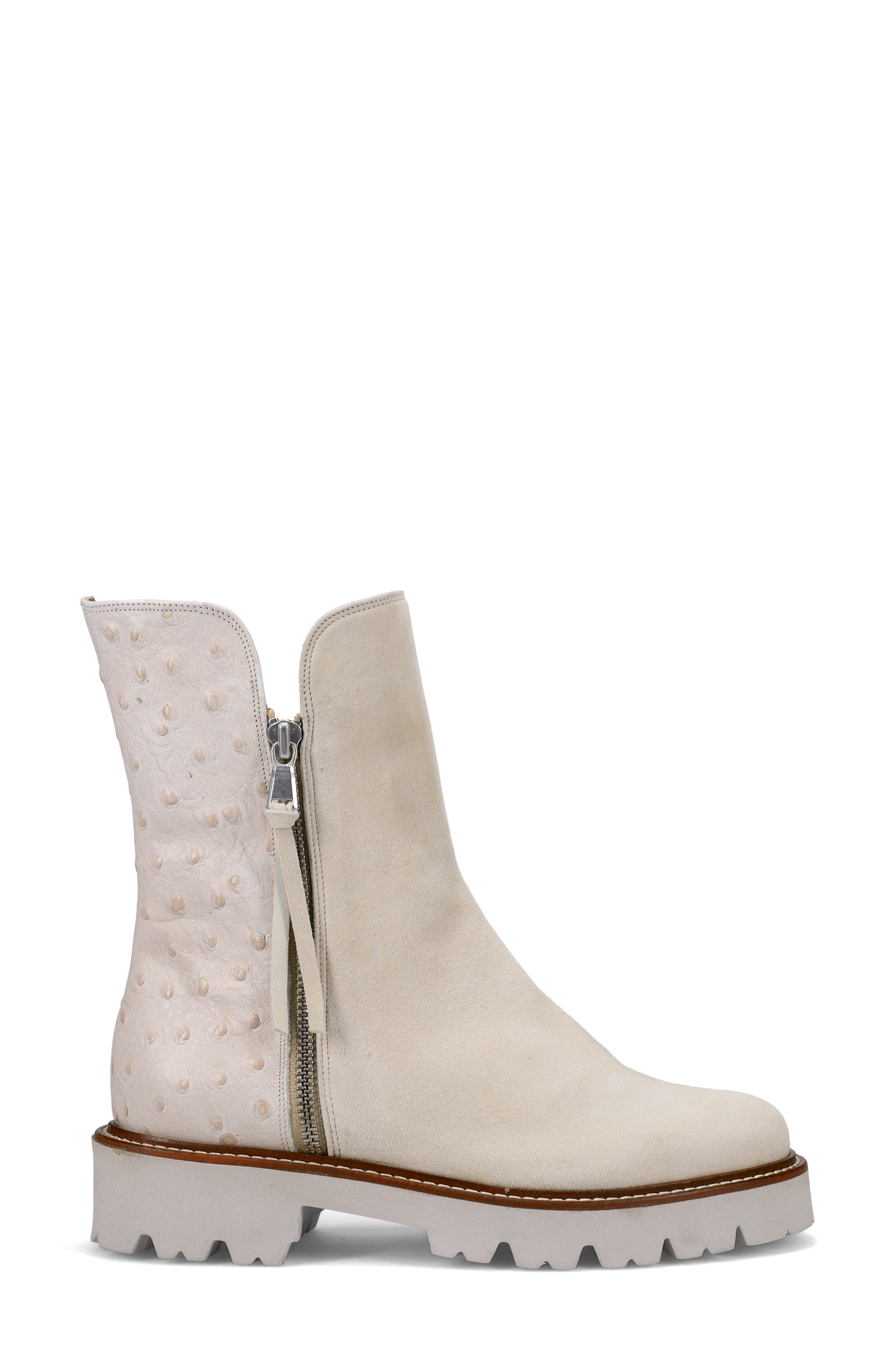 Ron White Paris Ostrich Embossed Side Zip Boot, Alternate, color, Dove