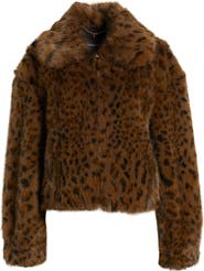 BCBG Cropped Faux Fur Jacket
