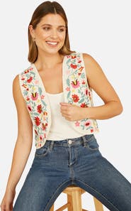 Yumi Folk Embroidered Cotton Waist Coat