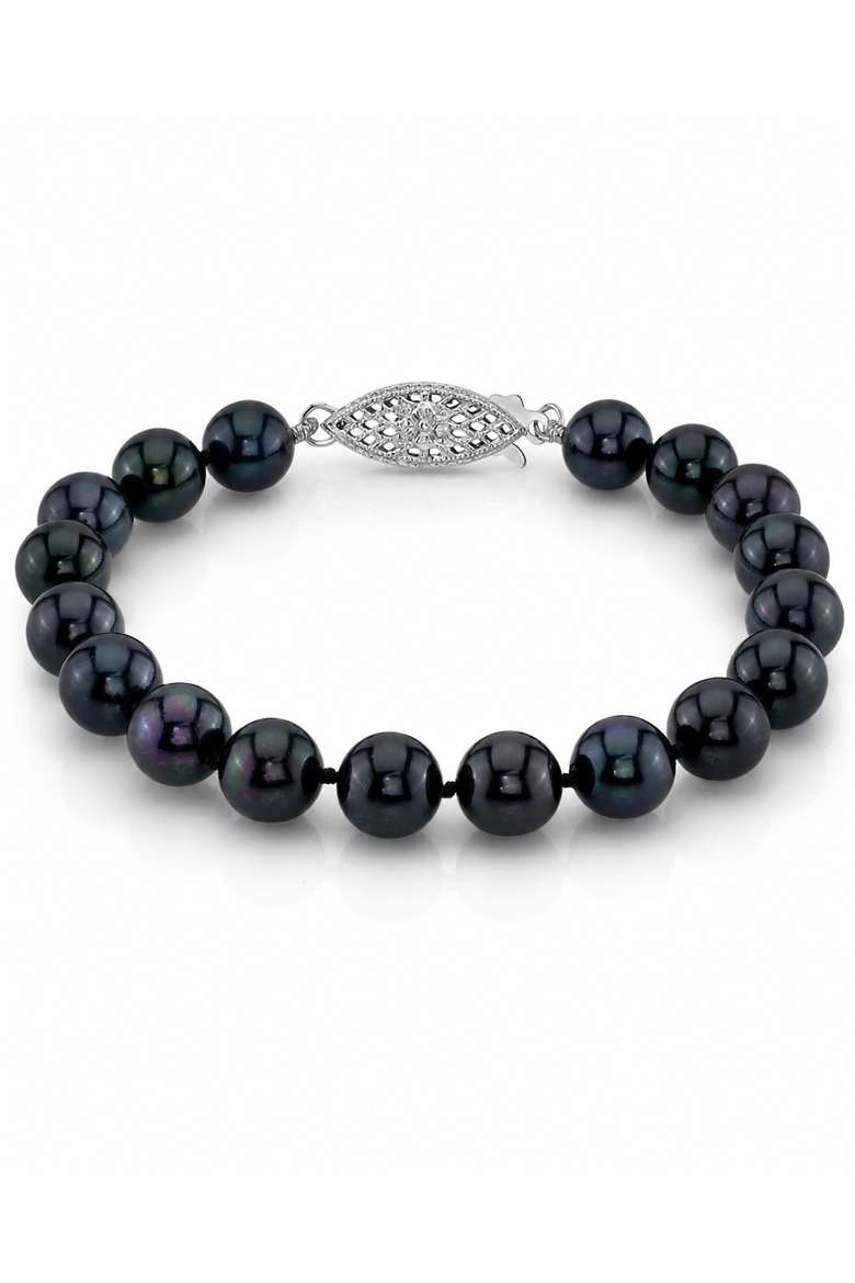 8.0-8.5mm Akoya Black Pearl Bracelet, Main, color, Black Pearls