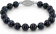 The Pearl Source 8.0-8.5mm Akoya Black Pearl Bracelet