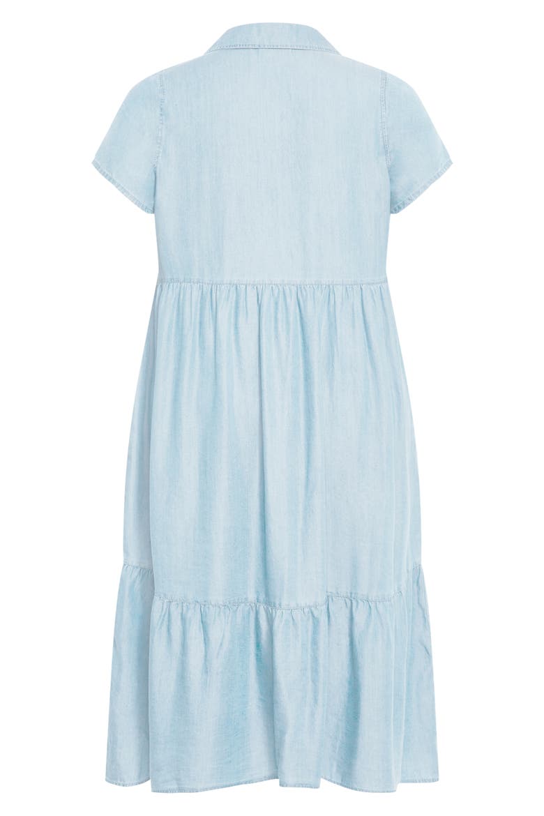 Shyla Tiered Chambray Midi Shirtdress, Alternate, color, LIGHT WASH