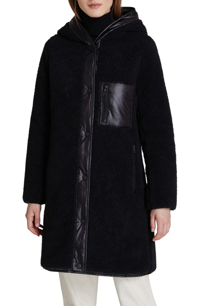 Elm Faux Shearling Water Resistant Reversible Parka, Main, color, BLACK