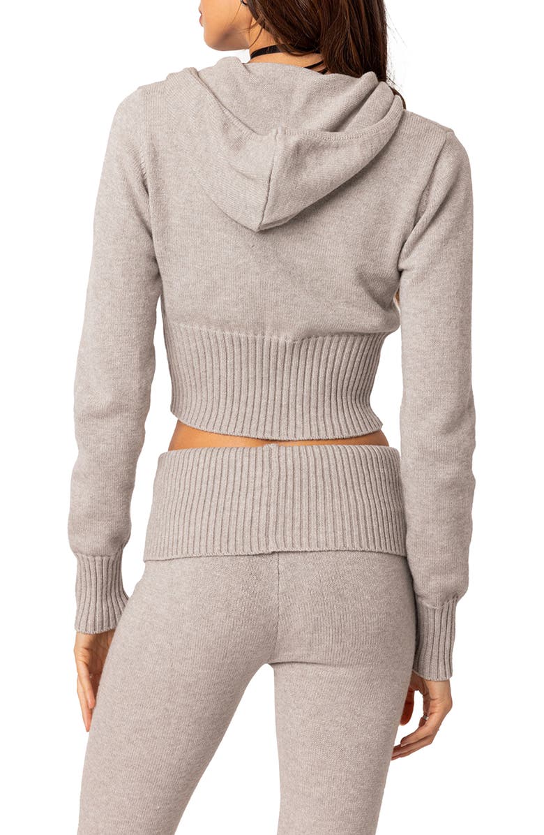 EDIKTED Desiree Crop Zip-Up Sweater Hoodie, Alternate, color, 