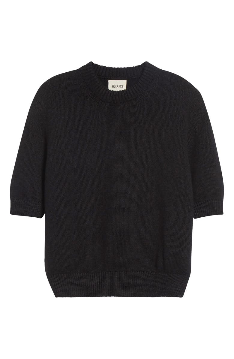 Khaite Davin Short Sleeve Cashmere Sweater, Alternate, color, Black