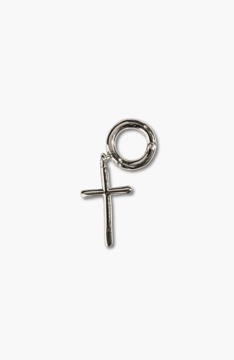 Nickel & Suede Cross Charm, Main, color, Silver