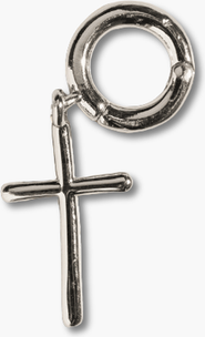 Nickel & Suede Cross Charm