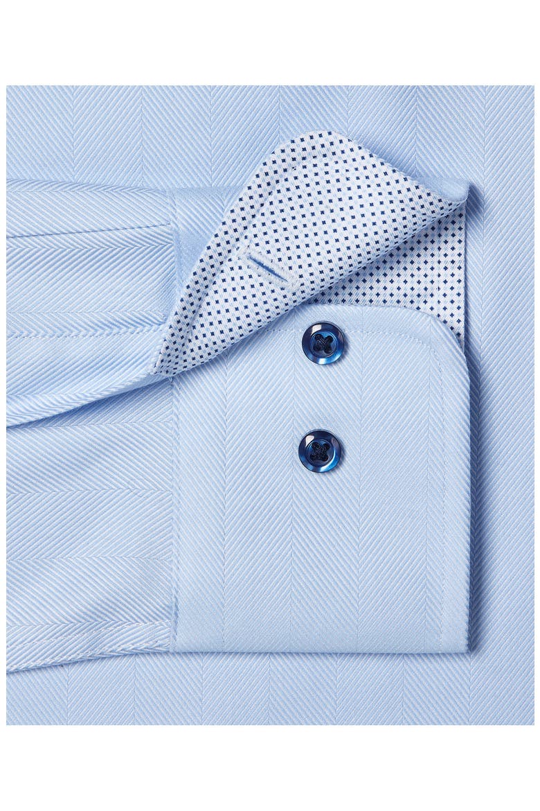 Trim Fit Herringbone Contrast Cotton Dress Shirt, Alternate, color, SKY