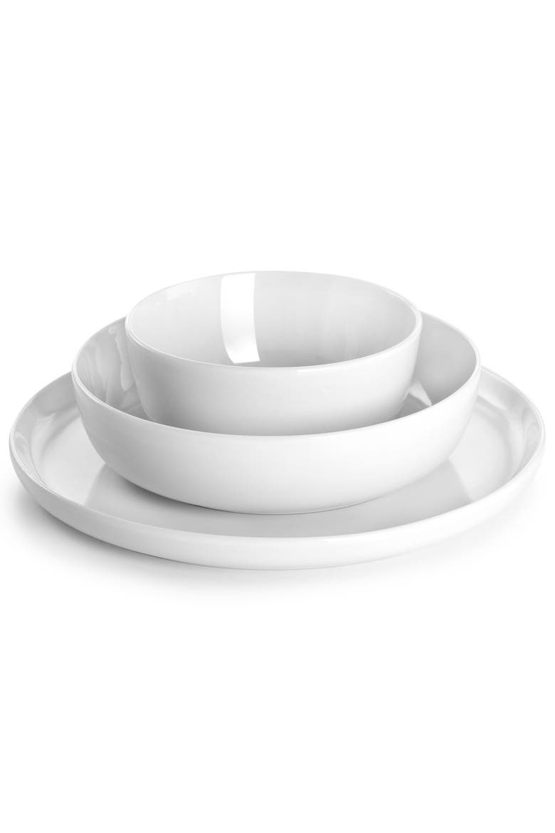 Avisala 12 Piece Fine Ceramic Dinnerware Set, Alternate, color, White