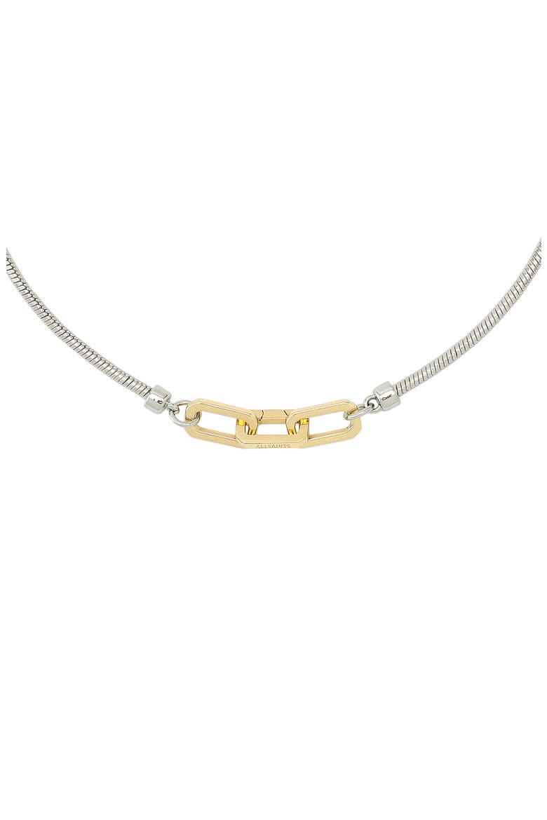 Hex Link Snake Chain Collar Necklace, Alternate, color, RHODIUM/ GOLD