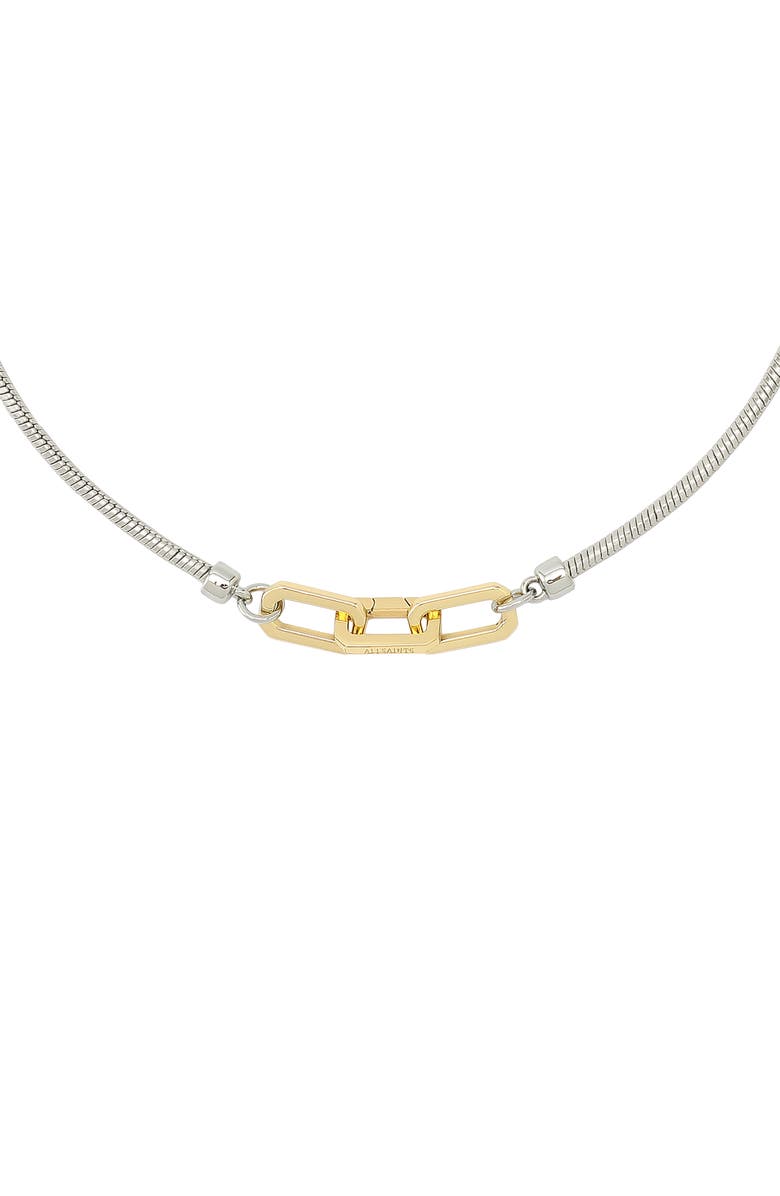 AllSaints Hex Link Snake Chain Collar Necklace, Alternate, color,