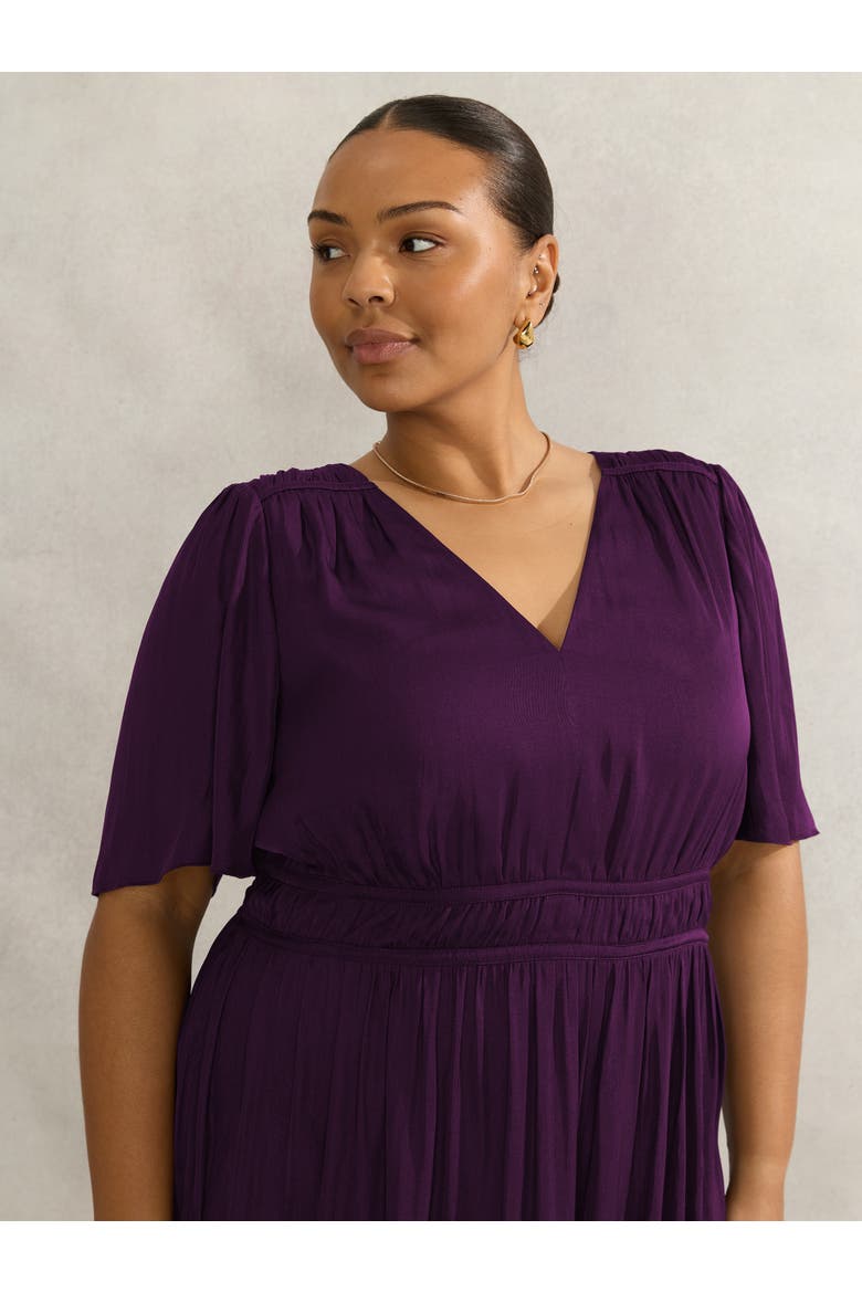 V-Neck Flutter Sleeve Dress, Alternate, color, Purple