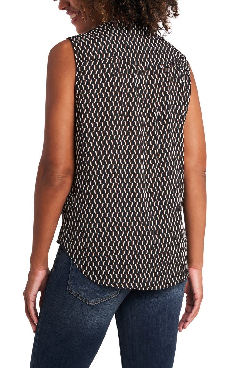 Vince Camuto Dash Print Sleeveless V-Neck Blouse, Alternate, color, 