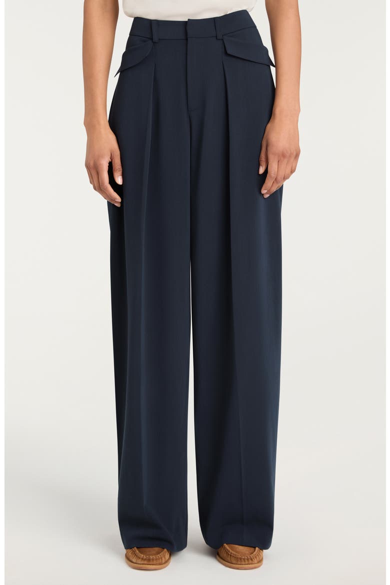 Leora Pleated Wide Leg Pants, Main, color, NAVY