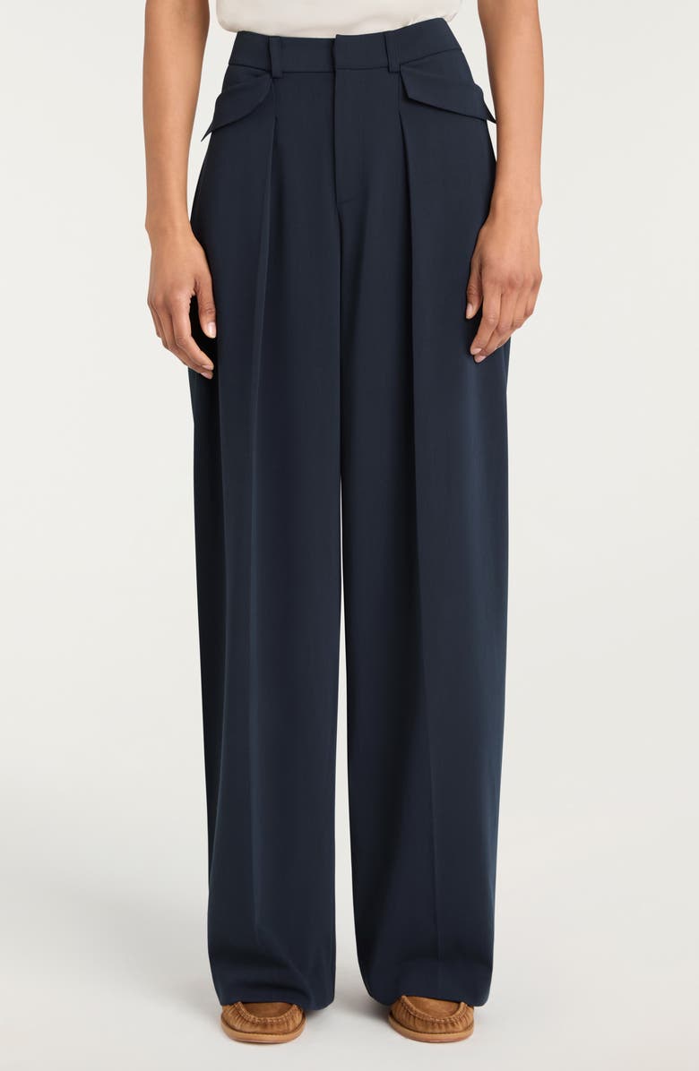 Cinq à Sept Leora Pleated Wide Leg Pants, Main, color, Navy