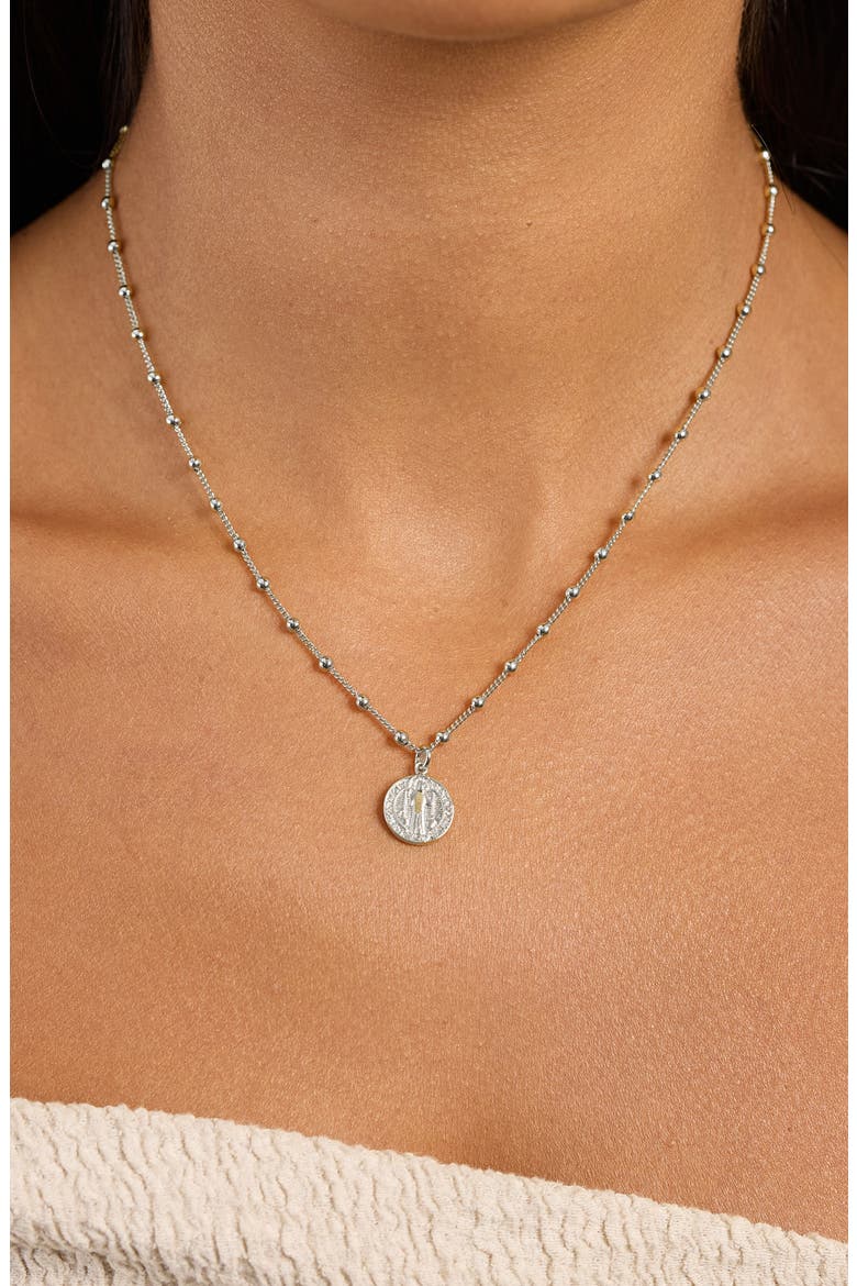 Medallion Pendant Necklace, Alternate, color, SILVER