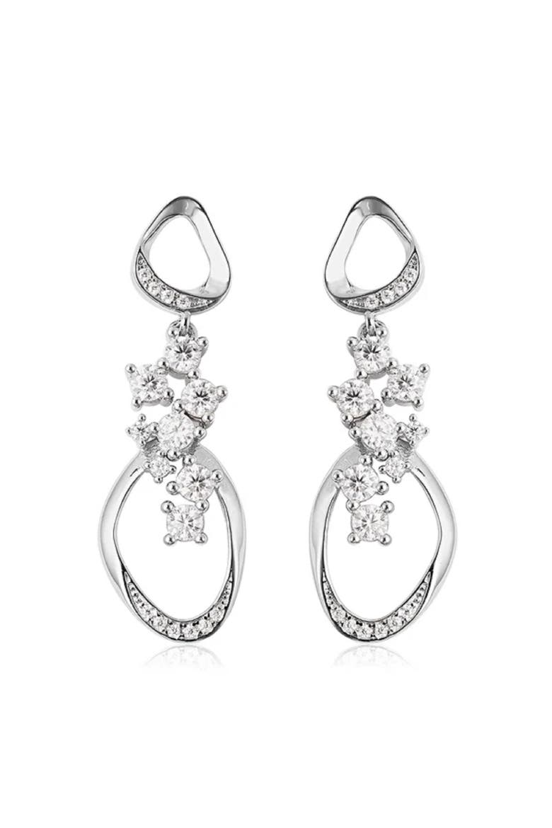 Volcan Earrings with White Topaz, Main, color, Sterling Silver
