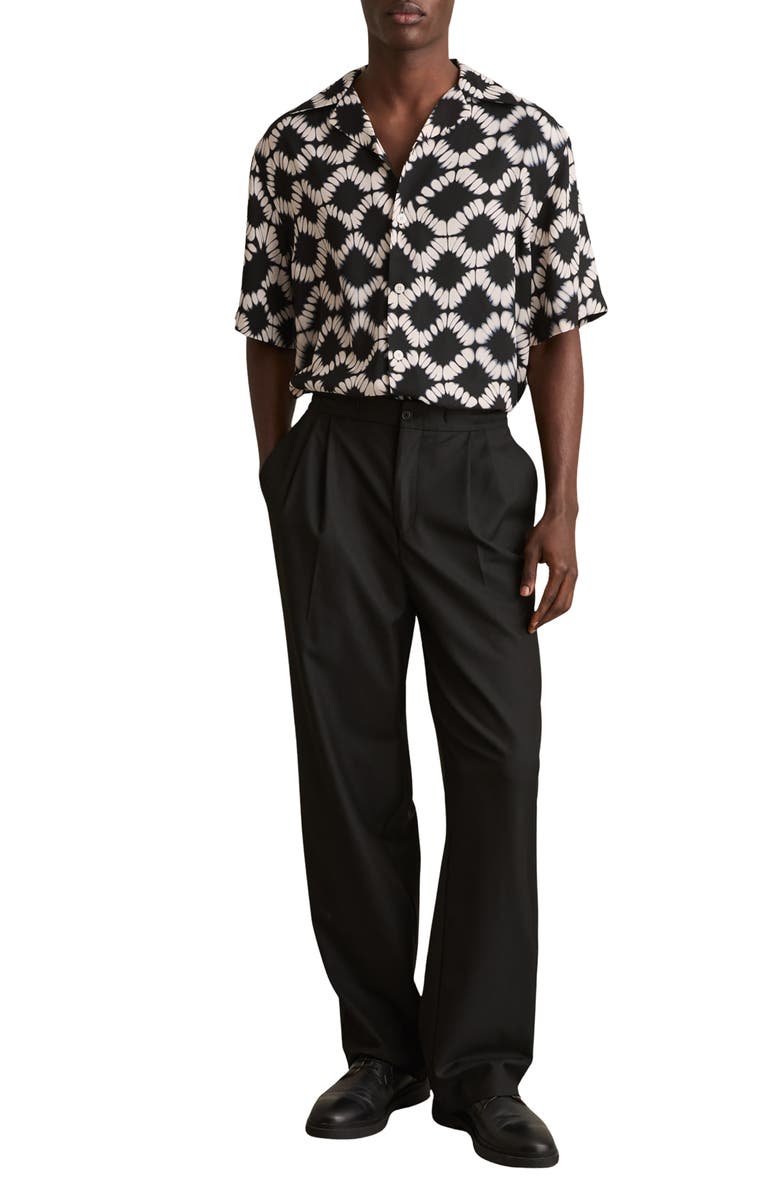 Reiss Makard Tie Dye Relaxed Fit Button-Up Shirt, Alternate, color, Black Multi