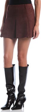 Laundry by Shelli Segal Pleated Faux Suede Miniskirt