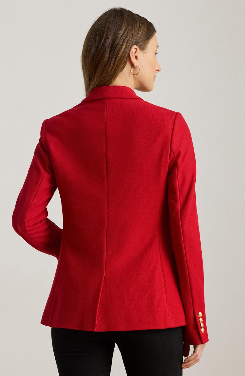 Lauren Ralph Lauren Bullion Jacquard Logo Patch Cotton Blend Blazer, Alternate, color, Ralph Red