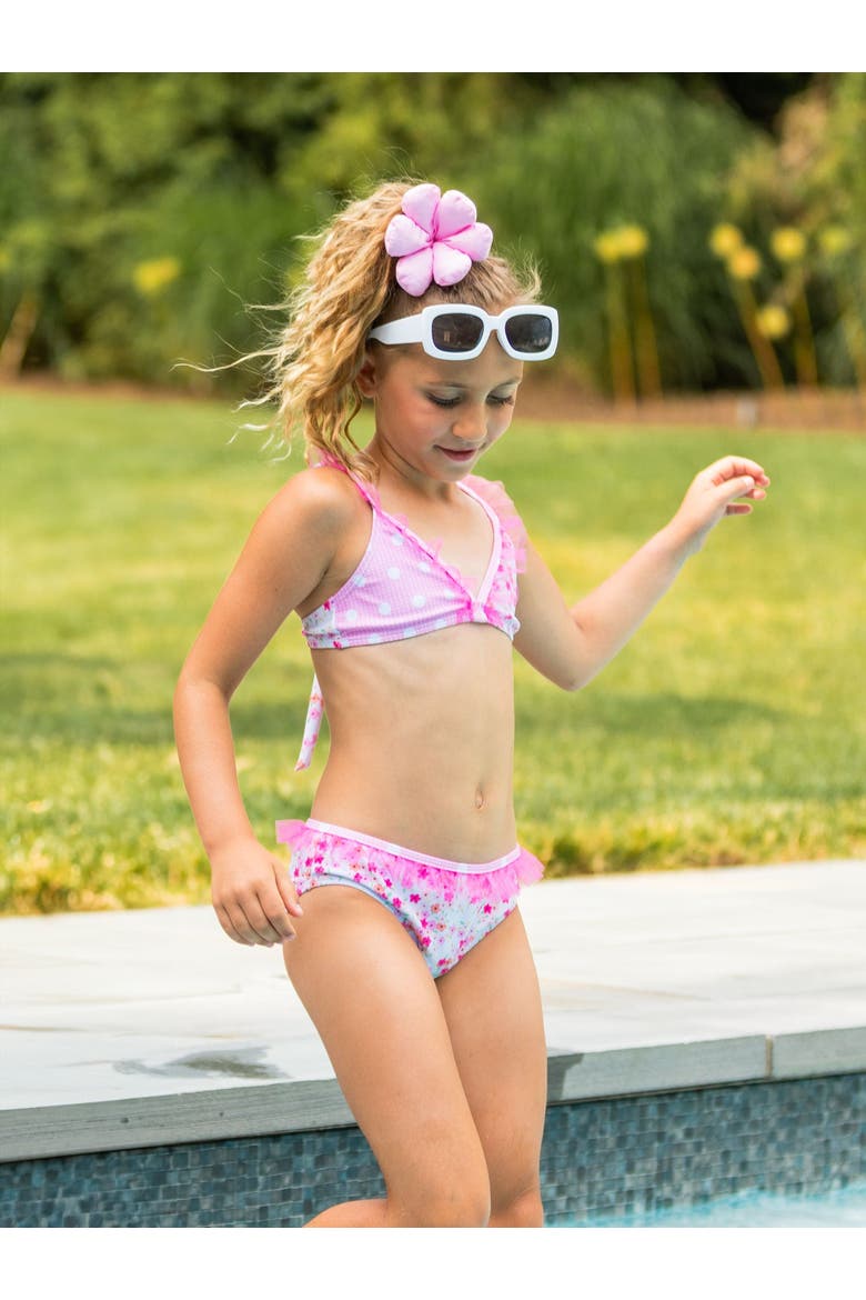 Floral Ruffle Bikini Swimsuit, Alternate, color, Pink