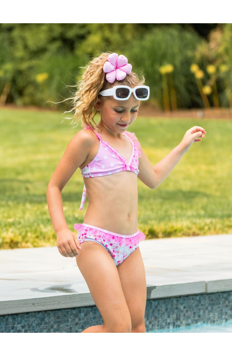 Limeapple Floral Ruffle Bikini Swimsuit, Alternate, color, Pink