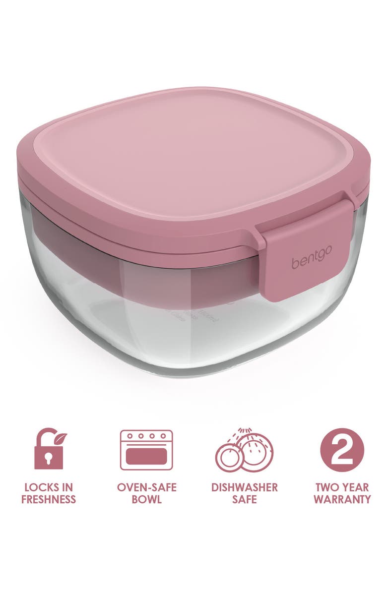 BENTGO Glass Leak Proof Dark Gray Salad Container, Alternate, color, Rose