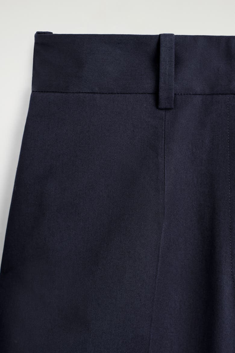Cotton-twill Wide-leg Turn-up Pants, Alternate, color, NAVY
