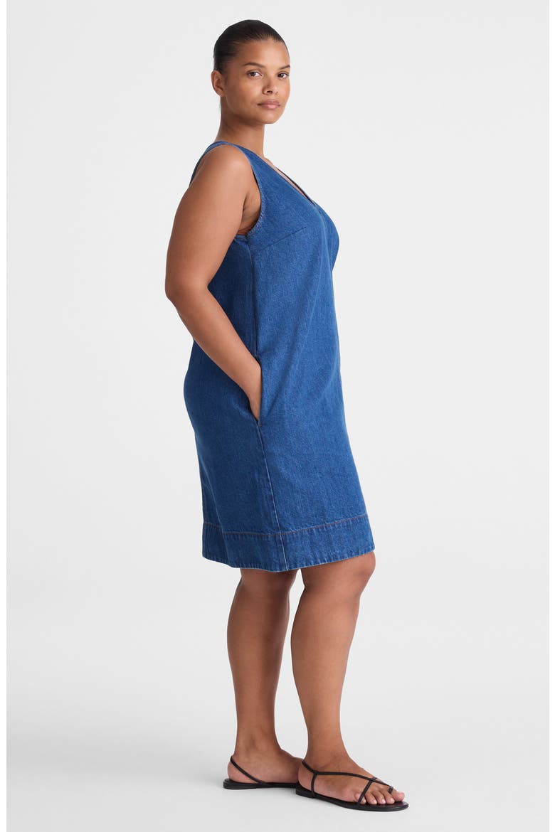 V-Neck Sleeveless Denim Minidress, Alternate, color, MARINA BLUE