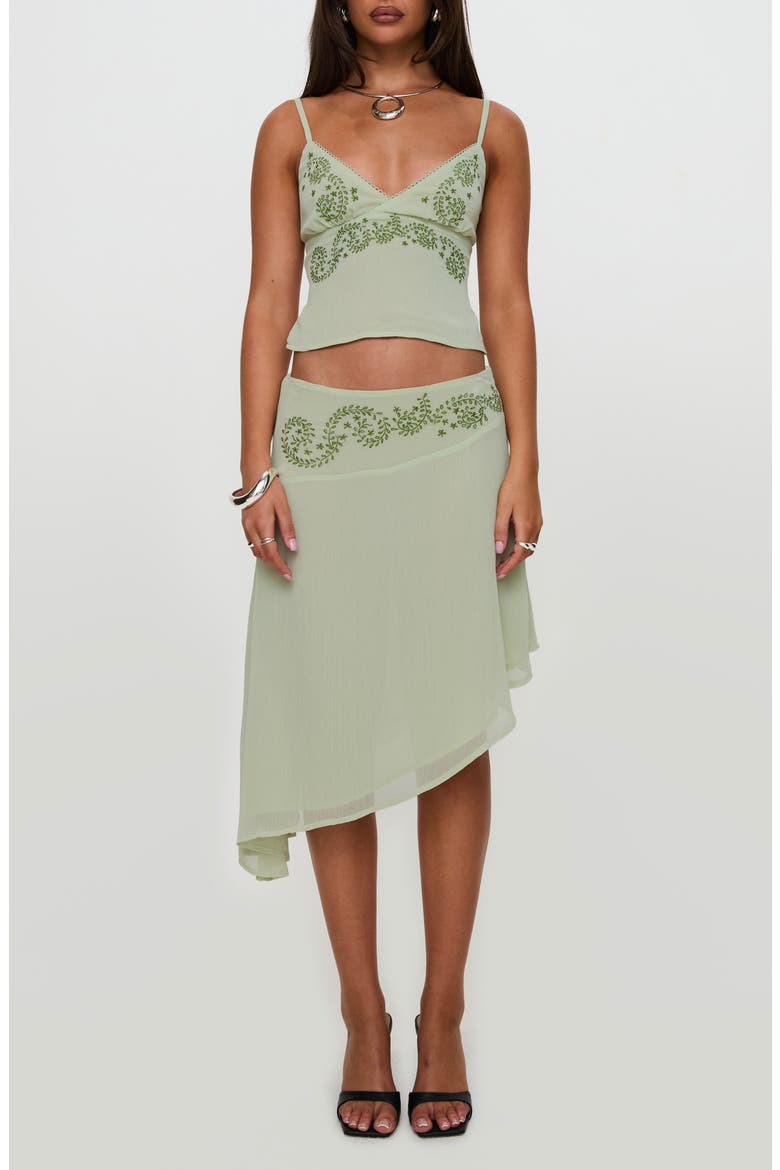 Pappilion Embroidered Open Back Chiffon Camisole, Alternate, color, GREEN