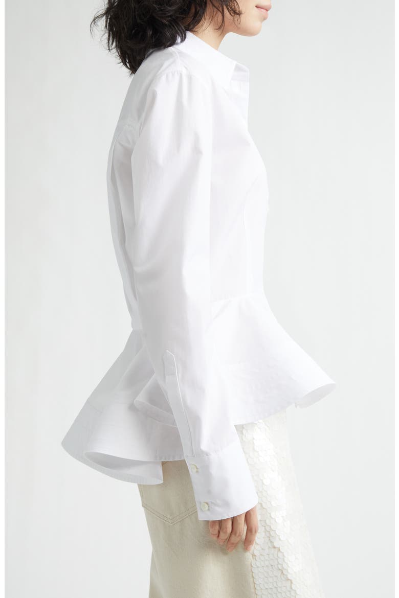 Cotton Poplin Peplum Shirt, Alternate, color, PURE WHITE