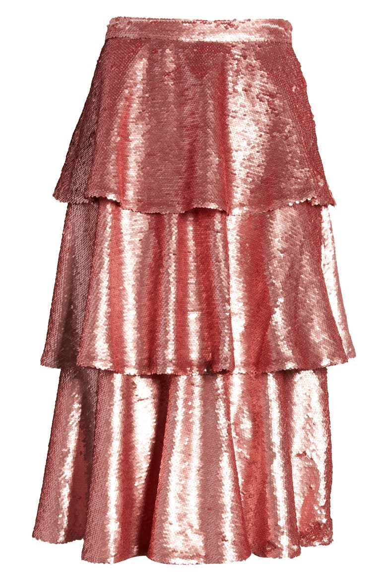 Tiered Sequin Skirt, Alternate, color, PINK BRIDE SEQUINS