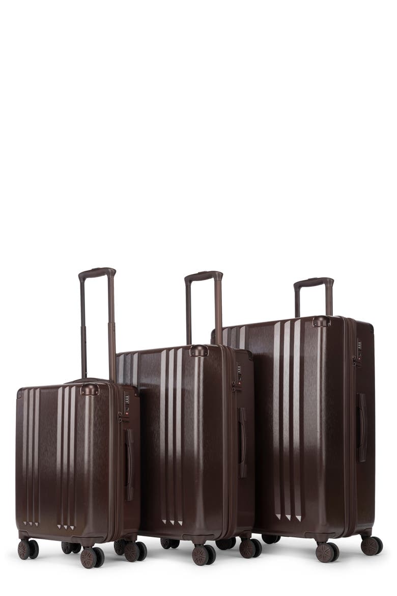 Ambeur 3-Piece Metallic Luggage Set, Main, color, WALNUT