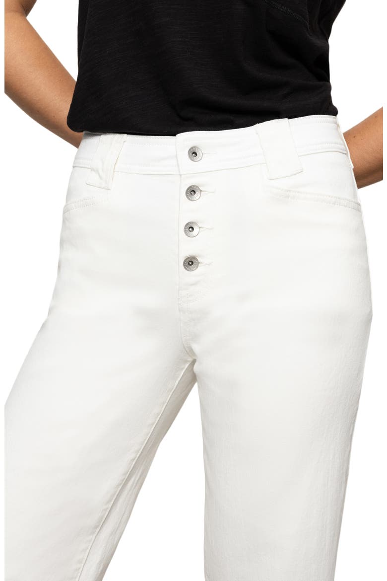 Luna Button Fly High Waist Cuff Straight Leg Jeans, Alternate, color, BLEACHED WHITE