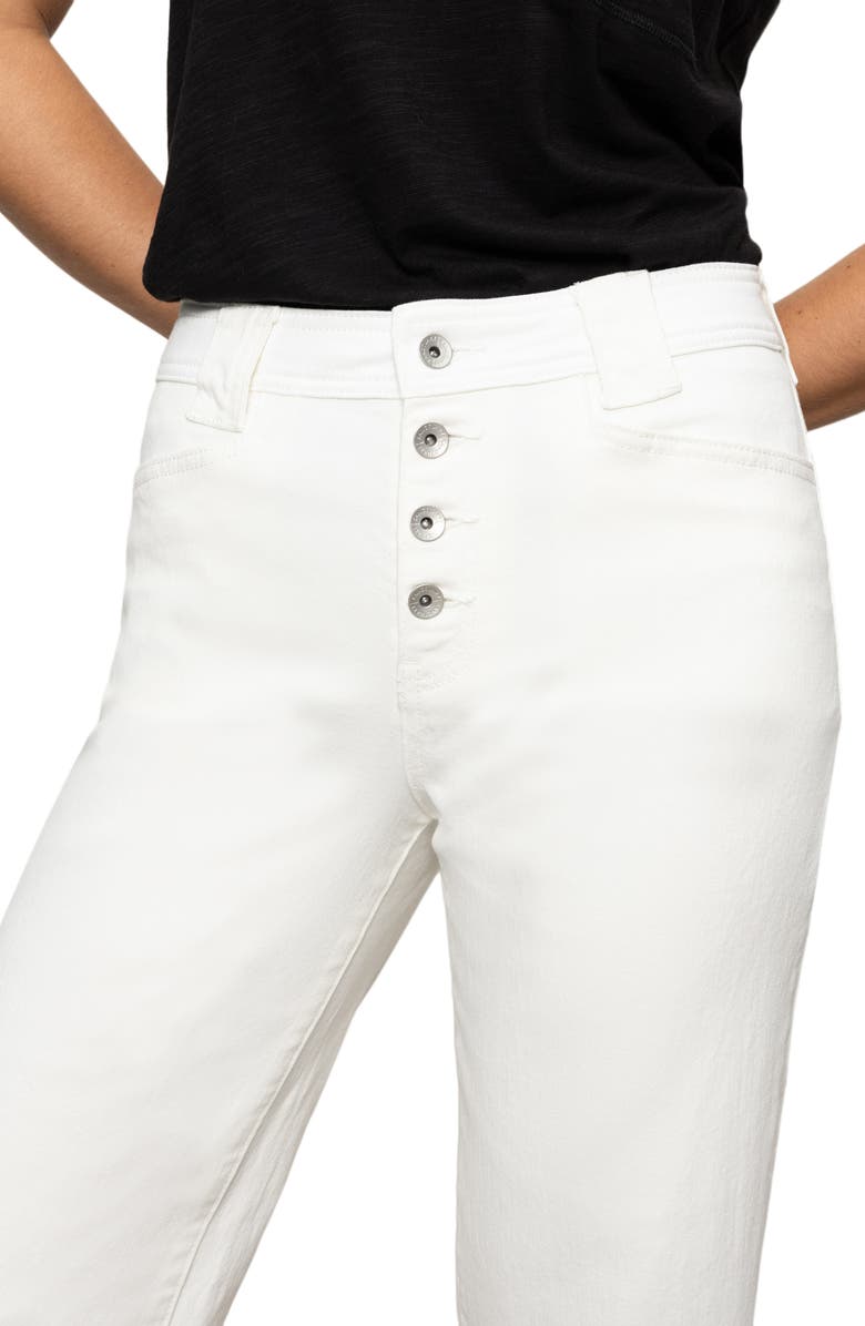 Sanctuary Luna Button Fly High Waist Cuff Straight Leg Jeans, Alternate, color, Bleached White