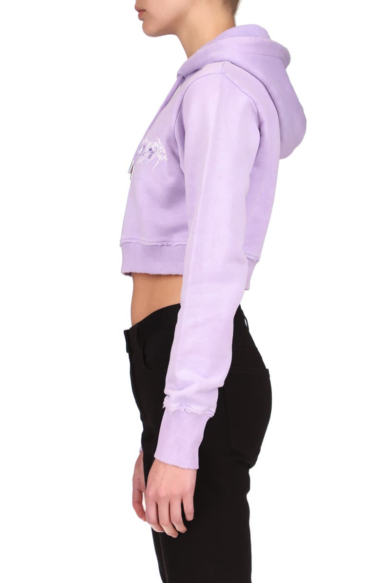 Givenchy Barbed Wire Logo Distressed Cotton Crop Hoodie, Alternate, color,