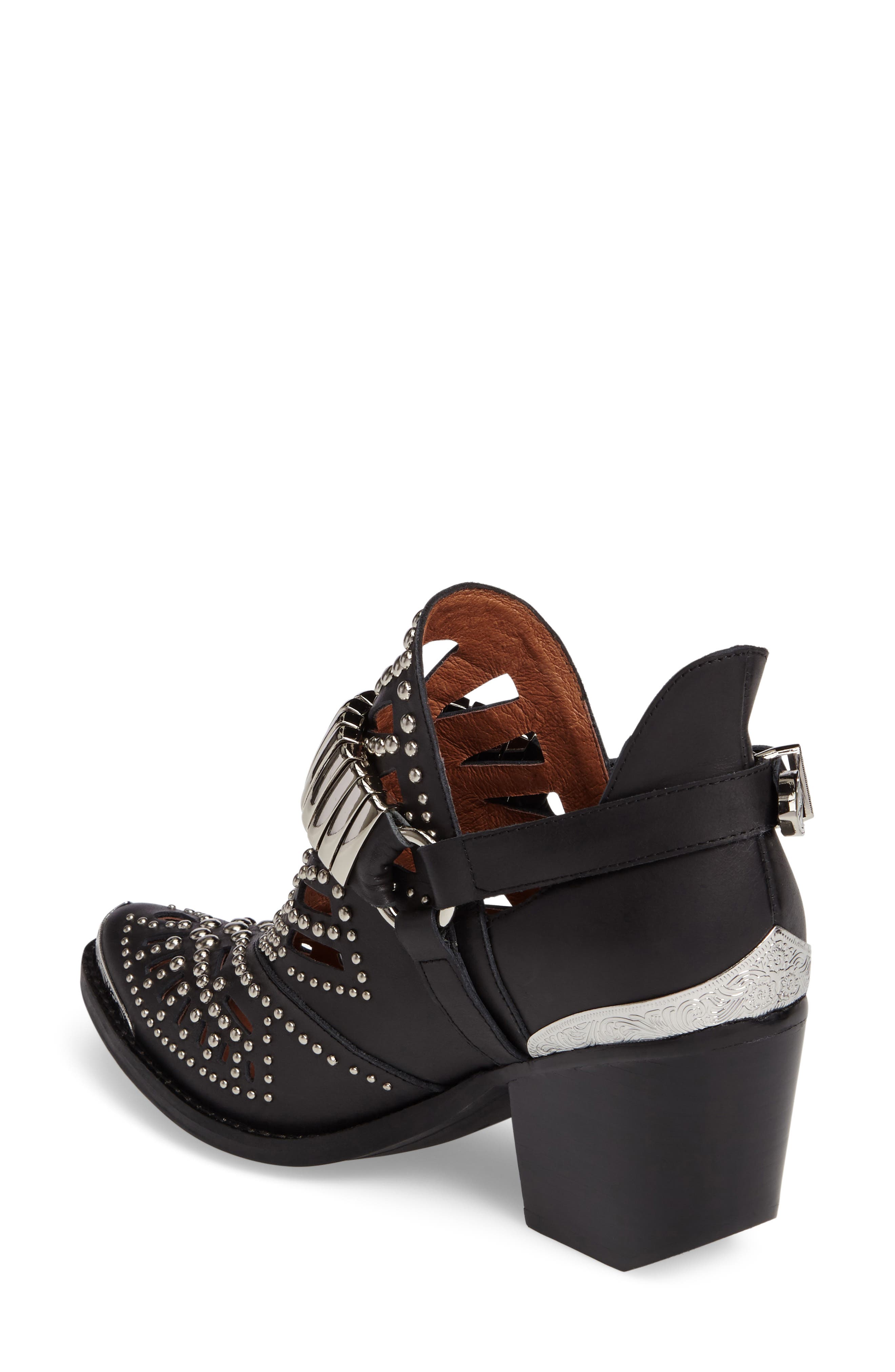 'Calhoun' Cutout Bootie, Alternate, color, BLACK SILVER LEATHER