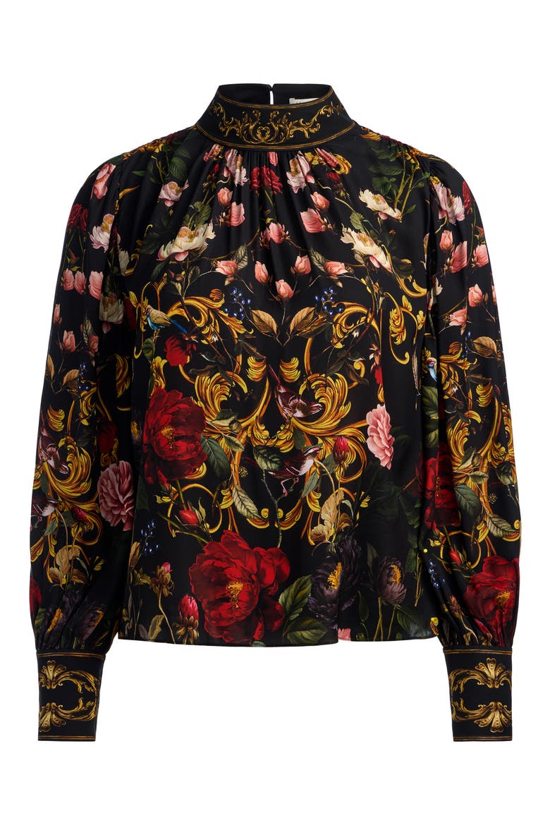 Marion Mock Neck Floral Blouse, Alternate, color, EVERMINE