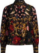 Alice + Olivia Marion Mock Neck Floral Blouse
